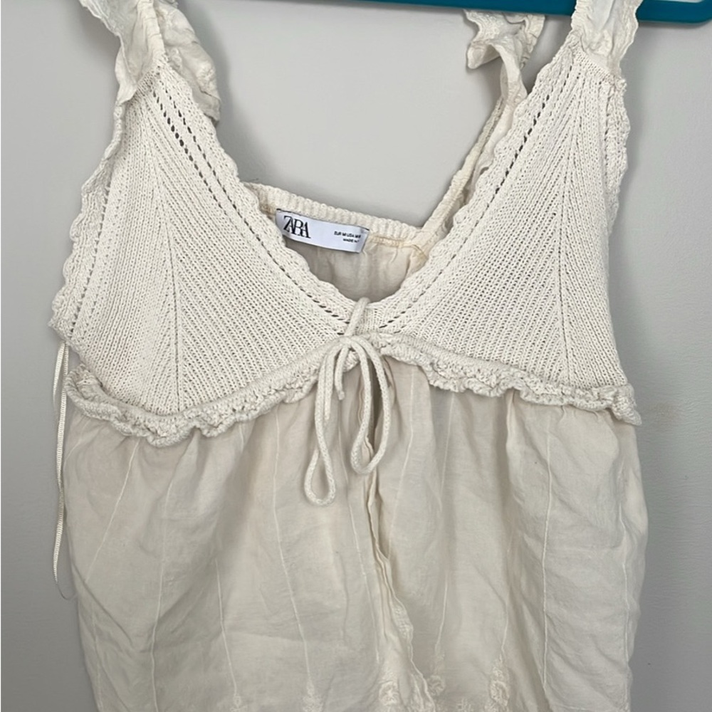 Zara Ivory Knit Accent Blouse